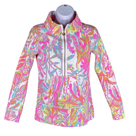 Lilly Pulitzer Women XXS Skipper Popover 1/2 Zip Scuba To Cuba Holy Grail Jacket - Picture 1 of 16